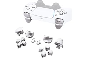 eXtremeRate Boutons Remplacement pour ps5 Manette BDM-010/020, Kit de Boutons D-Pad R1 R2 L1 L2 Triggers Share Options avec Outils pour ps5 Manette, Chromé Argent