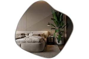 Tulup Spiegel Asymmetrisch 67,6x67 cm für Schlafzimmer Esszimmer Flur Wohnzimmer Wandspiegel Einzigartiger Form Organische Minimalistisch Loft Stil Ohne Rahmen Unregelmäßiger Wellenförmig