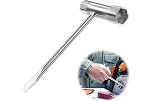 PCSFOE Llave de bujía, llave combinada, llave en T, 13 mm x 19 mm, llave de bujías, cortacésped + destornillador ranurado, accesorios para motosierra, llave de bujías para la mayoría de los tipos de