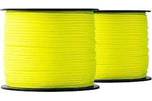 ‎SNURO SNURO Nylonseil (2mm, 100M, Gelb), 2er-Pack- Robustes Maurerschnur fluoreszierend für Jede Anwendung - Witterungsbeständiges Seil ideal zum Befestigen - Bruchkraft 95 kg