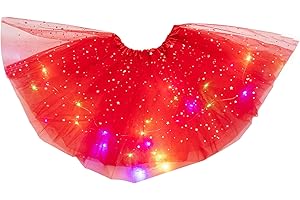 DONEMORE7 Jupe tutu à paillettes pour petites filles - Tutu lumineux à LED - Couleurs fluo - Robe de danse - Vêtements de princesse - Ballet pour enfants de 3 à 8 ans