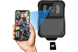 SRIKEKL Mini WIFI Body Camera Video Recorder, Wearable Police Body Cam with Night Vision,Body Worn Camera with Audio and Video Recording,Law Enforcement, Security Guard, 64G Card Included