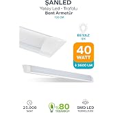 ŞANLED 120 Cm 40 Watt Yatay Led Bant Armat&uuml;r-Trafolu Beyaz ışık-1-2-4-5-8-10-20-40 ADETTİR (BEYAZ-1 ADET)