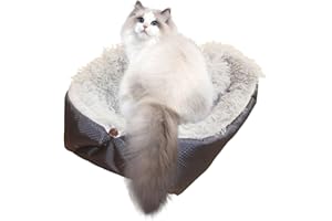 ToKinCen 2 in 1 Katzenbett Plüsch Weich Katze Schlafen Bett Katzensofa Flauschige Katzenbett Katzendecke (Schwarz)