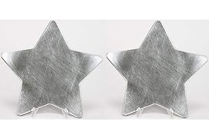 ETC dekorativer Teller Dekoteller Untersetzer in Sternform metallic glänzend Preis für 1 x klein ca. 16 cm oder 2 x groß ca. 23,5 cm (Silber, groß ca. 23,5 cm)