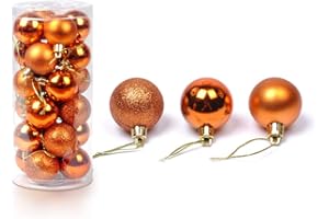 Battnot Weihnachtskugeln 24 Stücke 30mm Christbaumkugeln Set Weihnachtsbaumschmuck Christbaumschmuck Weihnachtsbaum Dekoration Weihnachtsdeko hängende Hausdeko Christmas Xmas Party (30mm, Orange)