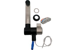CR-MOESANCO® Kit Rubinetto Acqua Fredda + Connettore Elettrico per Camper e Barca Con Interruttore 12V (Nikel Dorato)