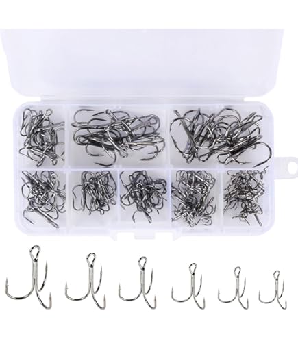 Drasry Lot De 70 Hameçons Triples En Acier à Haute Teneur En Carbone Pour Eau Salée