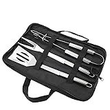 AeloaBBQ Tool, 3Pcs Stainless Steel BBQ Tool Set with Case Barbecue Shovel Food Tong Fork Prefect BBQ Gift on Father's Day, Birthday, Christmas