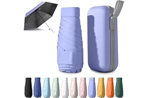 Detontek Pocket Umbrella Foldable Compact, Mini Folding Travel Umbrella, Umbrellas, 6 Ribs Mini Travel Sturdy Pocket Umbrella Portable Uv Umbrella With Storage Box