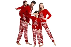 JABIDOOS Weihnachts Pyjama Familie Set - Kuschelig Schlafanzug Damen Herren Partner Baumwolle Christmas Matching Pyjama Kinder Baby Jungen Mädchen Familie Weihnachtspyjama Set Weihnachten Druck Nachtwäsche