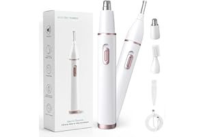 Vexloria Nose Hair Trimmer for Women, Painless Facial Trimmer and 2-in-1 Eyebrow & Nose Trimmer Ladies, IPX7 Waterproof, USB Rechargeable, Portable for Travel