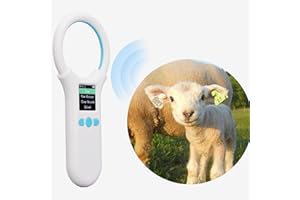 banapoy Pet Microchip Scanner, 500 Data Storage Cat Dog Chip Reader Wireless RFID Animal Chip ID Reader for EMID FDX B, Handheld Portable Animal Tag Reader with Screen for Cow Sheep Rabbit