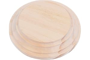 INNSPIRO Peana madera pino macizo redonda de altura 2,3cm. inf. 24cm. sup. 22cm. alt. 2,3cm. Base de madera para pintar, decorar y hacer manualidades.