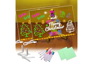 PASLFC Leuchtendes Led Zeichenbrett für Kinder,2 Leuchtendes Zeichenbrett,Led Maltafel kinder,led maltafel kinder,Werben Kritzellicht,Notiztafel mit Farben,Transparente Acryl 30x20cm Abwischbar Drawing Board