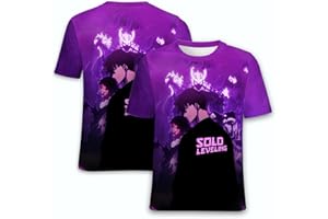 OUHZNUX T-Shirts Solo Leveling Anime, Solo Leveling Manga Sung Jinwoo Tee Unisexe Impression 3D Manches Courtes Cosplay Boys All-Match T-Shirts XXS-XXL