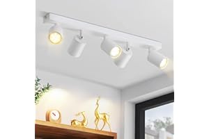 ZMH Plafonnier LED Spot de Plafond Blanc : Plafonnier GU10 Spots 5 Ampoules, Spots de Plafond Orientables à 330°, Lampe de Couloir Moderne, Spot Mural Industriel pour Salon, sans Ampoule