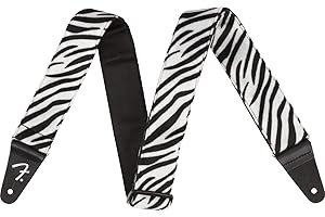 Fender Sangle de Guitare, Adaptée aux Guitares Électriques, Acoustiques & Basses, Motif Animal Sauvage, Zèbre