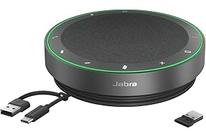 Jabra Speak2 75 bezprzewodowy zestaw głośnomówiący Bluetooth, adapter Bluetooth USB-A, 4 mikrofony z redukcją szumów, pełnozakresowy głośnik 65 mm - certyfikat Zoom i Google Meet - ciemnoszary