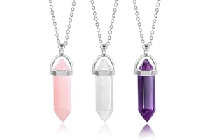 ALEXCRAFT 3-częściowy naszyjnik z różowego kwarcu i kryształów Ametystowy wisiorek Naszyjnik z kamieniami szlachetnymi Zestaw kryształowy naszyjnik do tworzenia biżuterii