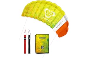 Skymonkey Airtwister Aquilone da trazione Ready 2 Fly 130 cm / 180 cm / 230 cm campata [Verde-Giallo]