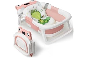 DEANIC Vasca da bagno pieghevole per neonati da 0 a 24 mesi, adatta per bambini da 0 a 24 mesi, portatile, non occupa spazio, vasca per bambini (rosa)