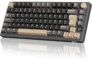 ‎RK ROYAL KLUDGE RK ROYAL KLUDGE M75 Gaming Tastatur kabellos 75% Prozent TKL Mechanische Tastatur RGB 2,4 GHz Wireless/Bluetooth/USB-C QWERTZ mit OLED-Smart-Display und Knopf Hot Swappable Roter Schalter, Grau