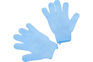KURKIP Pack of 2 Peelinghandschuh Waschhandschuh, Exfoliating Gloves Körper Duschhandschuh Massage Peeling Handschuh Handschuhe für Körper Und Gesicht mit Haken - Blau