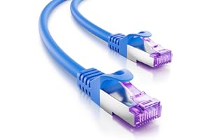 deleyCON 5m Kabel Sieciowy CAT7-10 Gigabit - RJ45 Kabel Połączeniowy & Ethernetowy (Miedź, Osłona SFTP PiMF) - dla Highspeed LAN DSL Przełącznik Modem Router Patch Panel CAT7 CAT6 - Niebieski