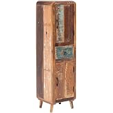 Woodkings Hochschrank Pune – Badmöbel Aus Massivem Mango-Holz, 43x180x35 Cm, Rustikal