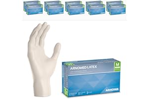 ARNOMED 1000x Guanti lattice monouso M Bianco, Guanti monouso senza polvere, Guanti usa e getta resistente, Per meccanico, pulizia casa, alimenti e tattoo XS, S, M, L, XL