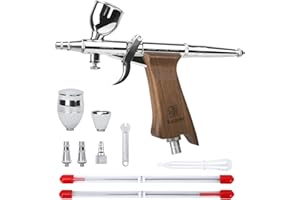 Bucasso Kit aerografo, pistola a spruzzo con aghi da 0,3/0,5/0,8mm e set di ugelli, tazza di fluido sostituibile da 3/7/11cc per la pittura di modelli di unghie per il trucco del tatuagg (W002-W)
