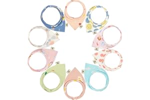 BEBOAN 10 Stück Dreieckstuch Baby, Super Saugfähig Baumwolle Halstuch Baby, Unisex Baby Lätzchen mit Druckknopfen, Baby Halstücher Spucktuch Sabberlätzchen für Kleinkinder Jungen Mädchen