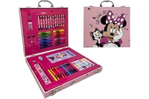 CARTOON Valigetta colori Minnie Disney scatola per bambini completa di colori articoli di cancelleria stickers