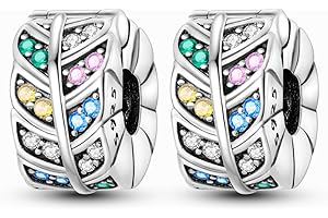 Hapour Clip Distanziatore Charm per Bracciale Clip Lock Stopper Bead Distanziatore DIY Fit Bracciale Serpente Europeo Apribile 925 Sterling Silver Beads Gioielli Regalo per le Donne Ragazze