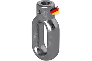 BAUHELD® Markisenöse Metall [Made in Germany] - Halterung für Markisen-Kurbel mit Fleischer-Haken [Oval] - Kurbel-Öse aus hochwertigem Zinkdruckguss - Bohrung 15mm - Querbohrung 4mm - Höhe 80mm