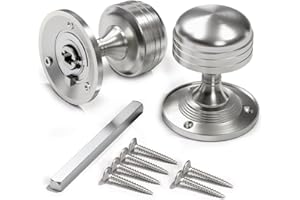 Bwintech 1 Set Ringed Mortice Door Knobs,Satin Nickel Finishing Pull Door Handle Knobs for Interal Doors