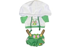 niannyyhouse 20cm Plush Doll Clothes Frog Puppy Lamb Penguin Hoodie Strap Pants 8in Soft Stuffed Plush Toy Dress up (a-1)