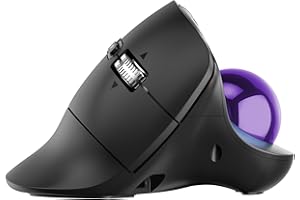 Nulea M514 Souris Trackball Verticale, Ergonomique sans Fil à Contrôle du Pouce, Cliques Silencieux, Connexion 3 Appareils (Bluetooth & USB), Rechargeable pour PC/Mac/Laptop/Tablet, Violet