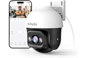 Tenda Telecamera Wi-Fi Esterno, 2K Videocamera Sorveglianza con Visione Notturna a Colori, IP Cam 360°, Audio Bidirezionale, Rilevamento di Movimento e Persone, Compatibile con Alexa, CH3