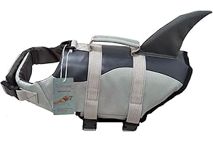 Vohoney Dog Life Jackets Pet Swimming Vest Lifesaver Jacket Dog Floatation Preserver Swimsuit with Buoyancy and Rescue Handle(M, Grey)
