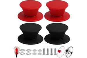 FunWorth Lot de 4 Poignées de Couvercle Casserole en Silicone, Boutons de Rechange Universels Résistants à la Chaleur Sans BPA Avec, vis et Joints en Acier Inoxydable, lavable au lave-vaisselle