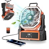 Kssvzz 30000mAh Ventilador de Camping, 4 Velocidades Ventilador USB con Luz LED, 270 &deg; de Rotaci&oacute;n Ventilador Recargable, Por