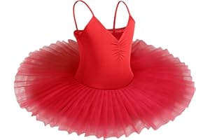 IBAKOM Girls Swan Lake Ballet Dance Tutu Dress V Neck Camisole Leotard Dancewear Ballerina Dancing Costume Gymnastic Spaghetti Strap Sleeveless Dance Outfit