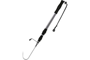 ‎SAN LIKE SAN LIKE Teleskop Gaff Haken Speer Haken Einziehbar, Aluminiumlegierung Meeresangeln ​Fischgaff mit Landehilfe Speerhaken, Teleskopisches Fischgaff mit Rostfreiem Meer Fischerei Speerhaken,140cm Grau