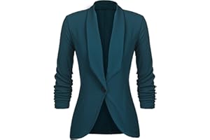Unibelle Blazer Elegante chaqueta para mujer Cardigan 3/4 largo, ligera y fina, estilo bolero de oficina, monocromo Slim Fit Revers Business Trenchcoat abrigo corto con talla S - 2XL