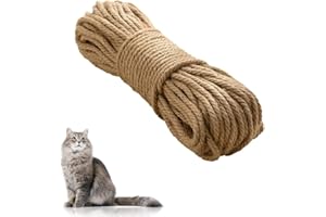 ZDHOSTY Sisal rope for cat scratchers 6mm diameter, cannabis rope thick natural jute rope for garden bundling, repair/replacement of cat post trees. (10m)