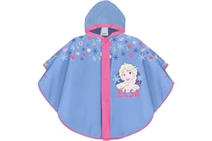 PERLETTI Poncho Impermeabile Frozen Bambina 3 4 5 6 Anni - Mantellina Bimba Elsa Azzurro con Cappuccio e Bottoni - Mantella Pioggia per Bambine