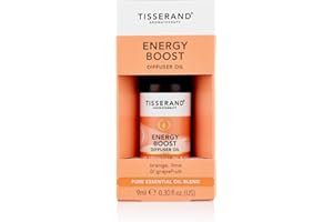 Tisserand Aromatherapy Energy Boost - Olejek z dyfuzorem do aromaterapii - olejek eteryczny z pomarańczy, limonki i grejpfruta - 100% naturalne czyste olejki eteryczne - 9 ml