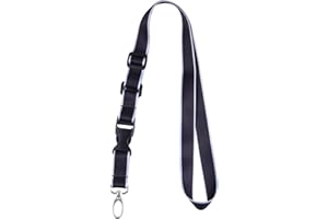 Wisdompro® - Cordón para el cuello, largo ajustable, poliéster, con cierre ovalado y hebilla extraíble, para tarjetas identificadoras, pases de oficina, etiquetas de nombre, llaves, color Black/Powder Blue